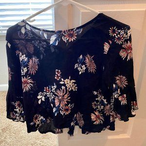 Hiatus Floral Print Bell Sleeve Blouse